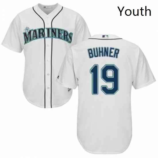 Youth Majestic Seattle Mariners 19 Jay Buhner Authentic White Home Cool Base MLB Jersey
